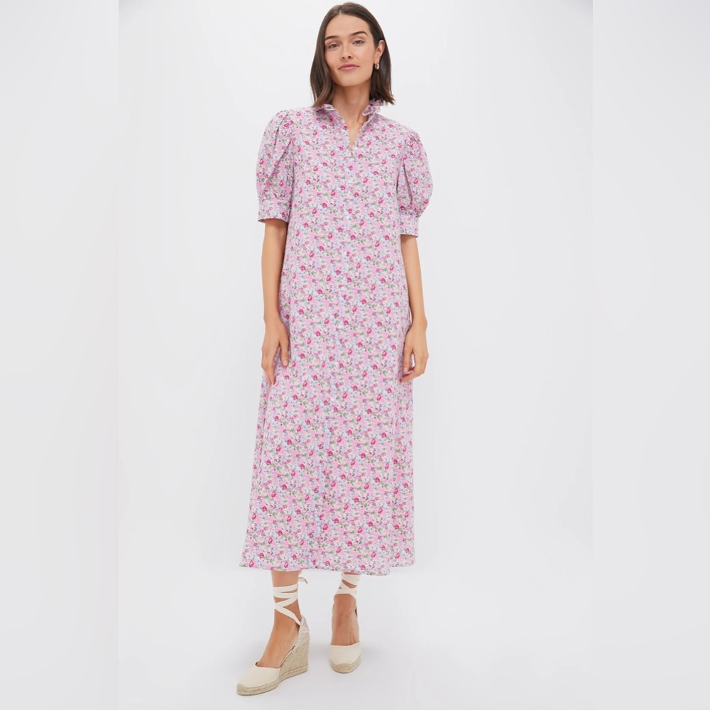 Pink Multi Ruffle Collar Louisa Maxi Dress